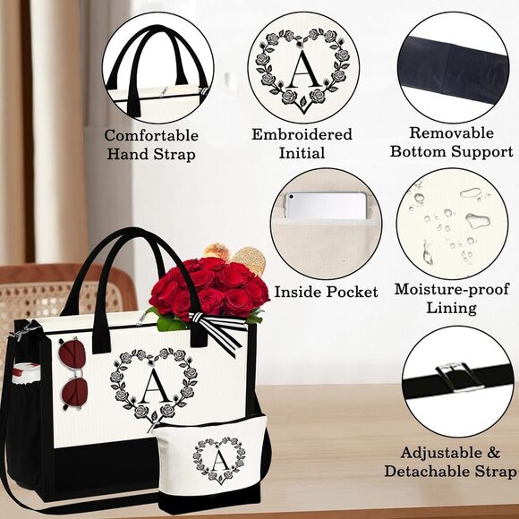 The "Y" Monogram Chic Eco-Friendly & Stylish Gift Canvas tote - Picture 5 of 7